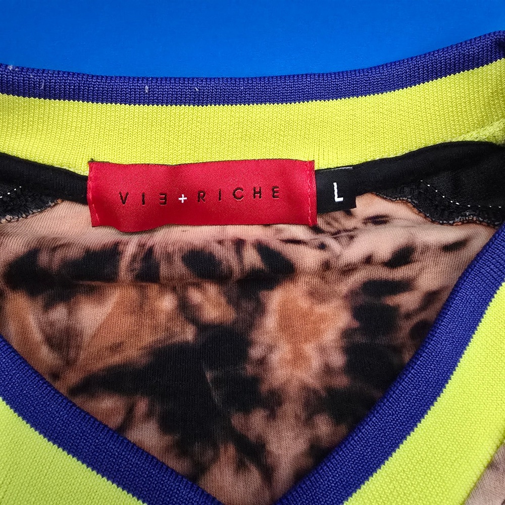 Vie Riche Paris T-Shirt L Bleach Dye Gray Colorblock Streetwear Tee - Picture 4 of 7